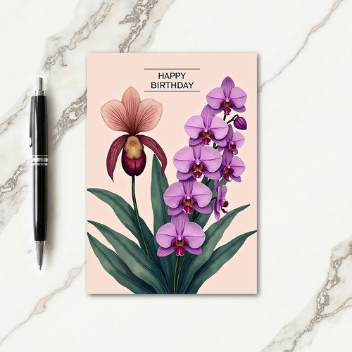 Elegant Birthday Orchid Bloom Card