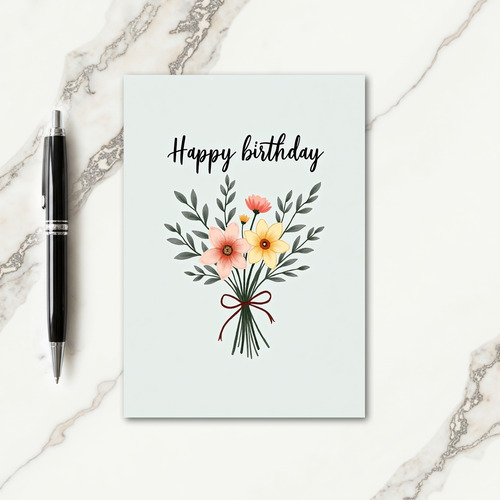 Elegant Birthday Painted Blooms Card