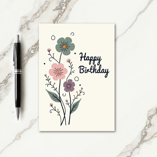 Elegant Birthday Pastel Bloom Card