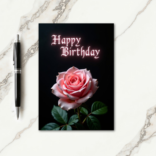 Elegant Birthday Pink Rose Card
