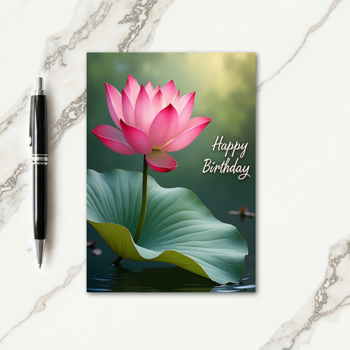 Elegant Birthday Pink Water Bloom Card