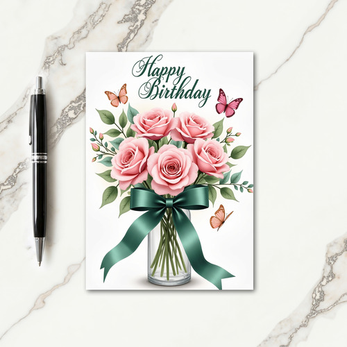 Elegant Birthday Rose Bouquet Card