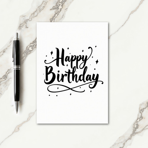 Elegant Birthday Script Swirl Card