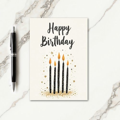 Elegant Birthday Scripted Flames Card