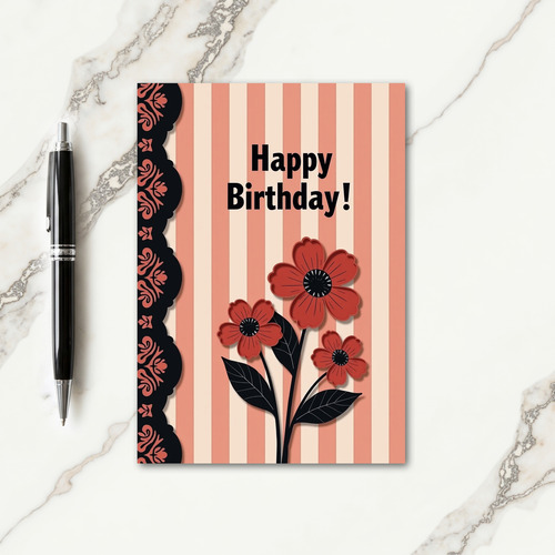 Elegant Birthday Stripes Card