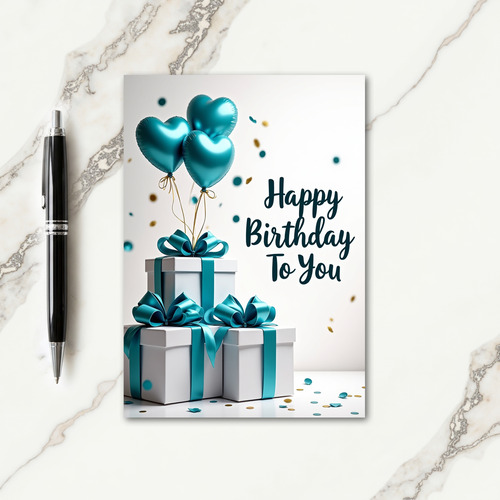 Elegant Birthday Teal Gifts Card