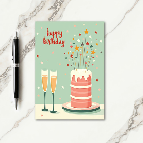 Elegant Birthday Toast Card