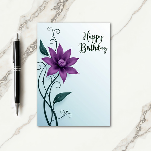Elegant Birthday Violet Blossom Card