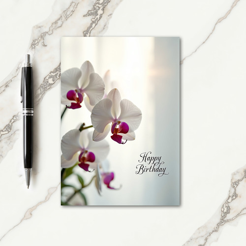 Elegant Birthday White Bloom Card