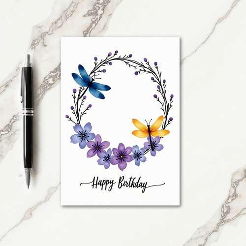Elegant Birthday Wreath Card