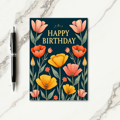 Elegant Bloom Birthday Card