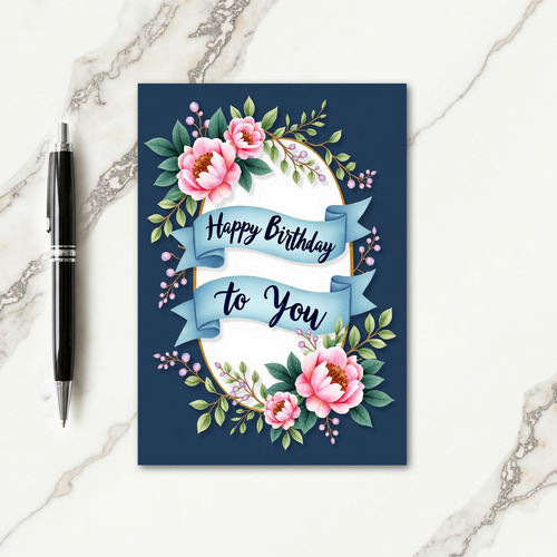 Elegant Blue Birthday Card
