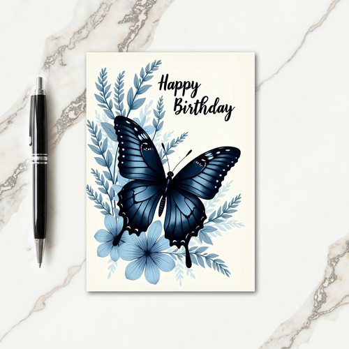 Elegant Blue Butterfly Card