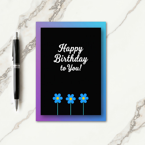 Elegant Blue Petal Birthday Card