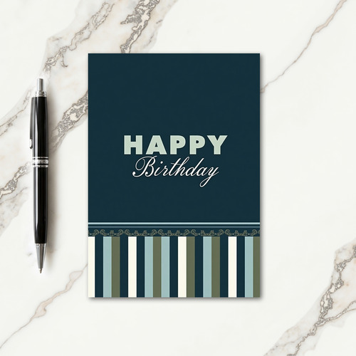 Elegant Blue Script Birthday Card