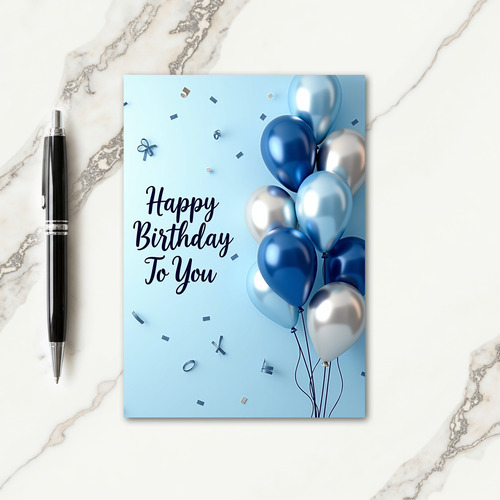 Elegant Blue Spheres Birthday Card