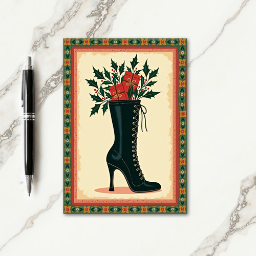 Elegant Boot Christmas Card