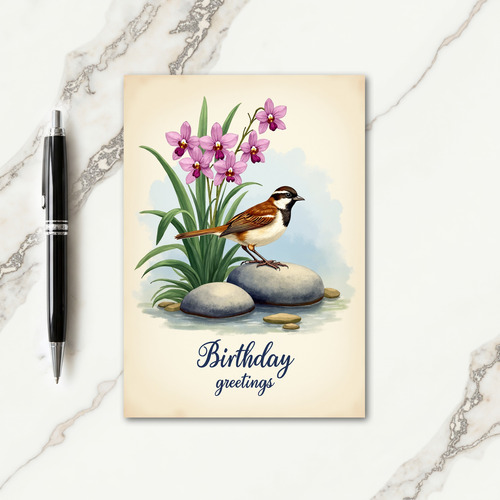 Elegant Botanical Bird Card