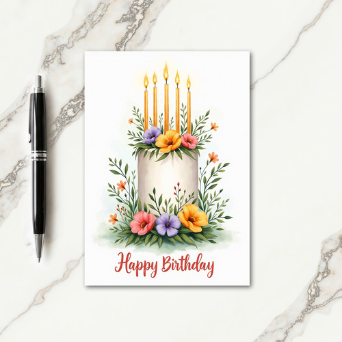 Elegant Candle Cake Birthday Card