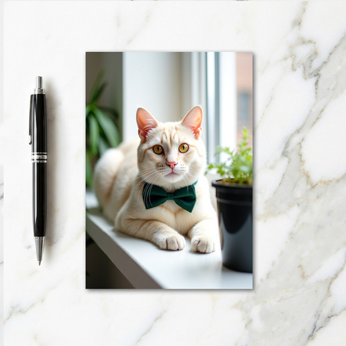 Elegant Cat Bow Tie Photo Card