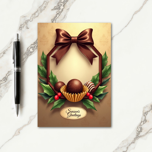 Elegant Chocolate Bow Christmas Card