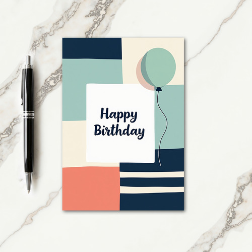 Elegant Color Block Birthday Card
