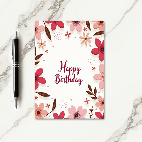 Elegant Crimson Birthday Card