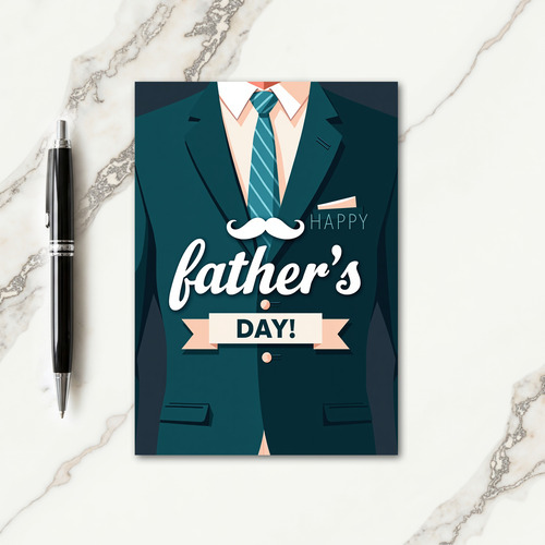 Elegant Dads Day Mustache Card
