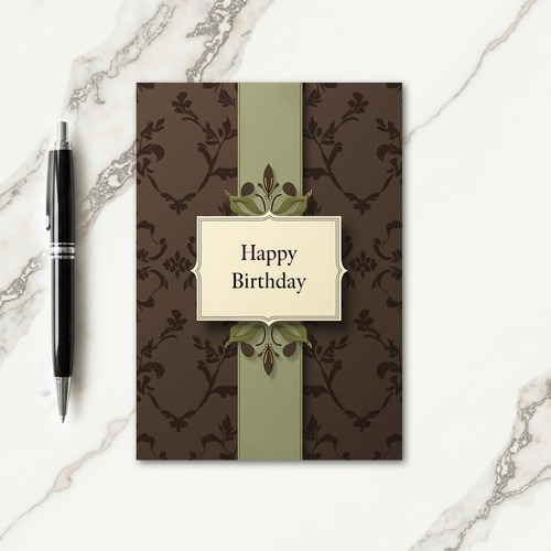 Elegant Damask Birthday Card