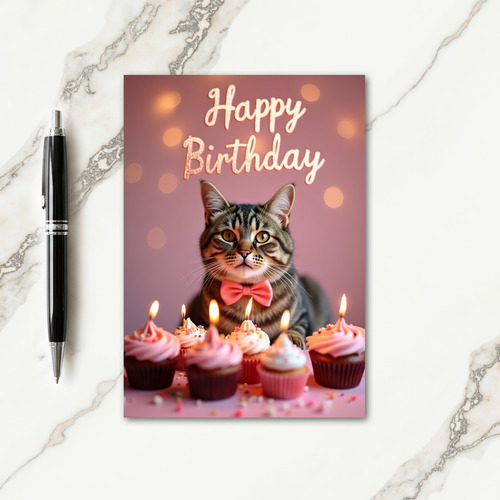 Elegant Feline Birthday Card