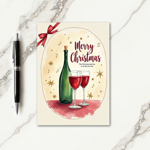 Elegant Festive Wine Card