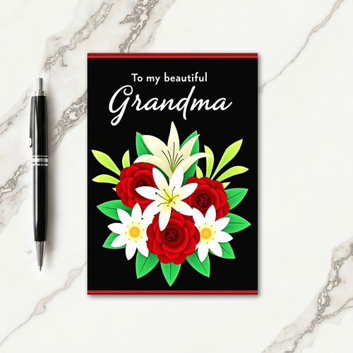 Elegant Floral Grandmas Day Card