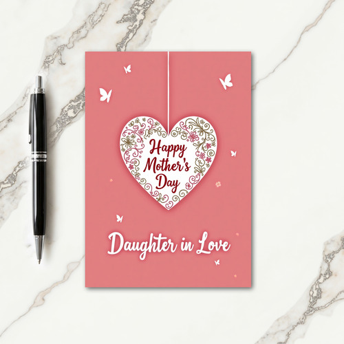 Elegant Floral Heart Mothers Card