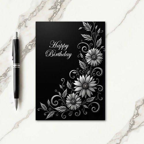 Elegant Floral Silver Card