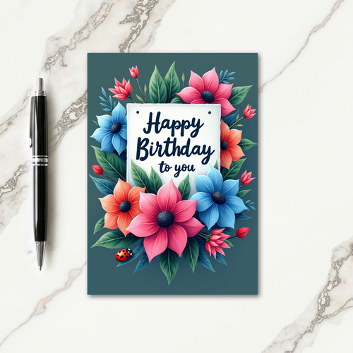 Elegant Flower Wreath Birthday Card