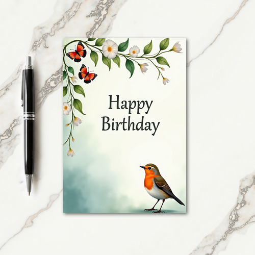 Elegant Foliage Birthday Card