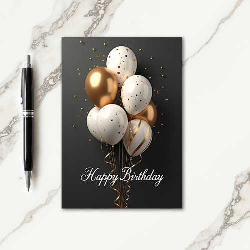 Elegant Gold Balloons Birthday Card