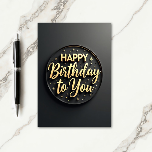 Elegant Gold Black Birthday Card