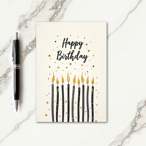 Elegant Gold Flame Birthday Card