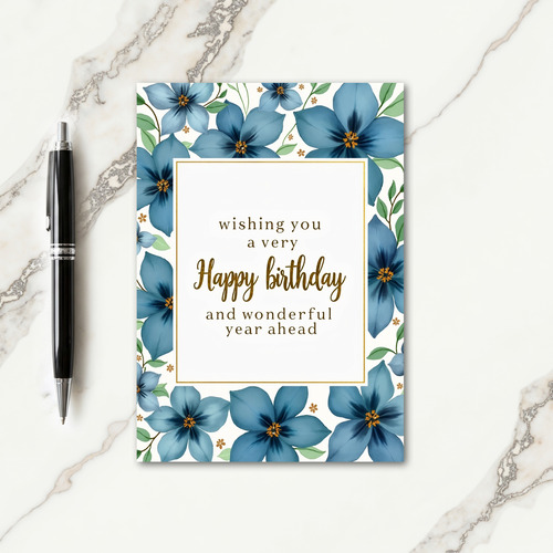 Elegant Gold Floral Birthday Card