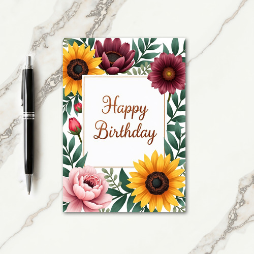 Elegant Gold Frame Birthday Card