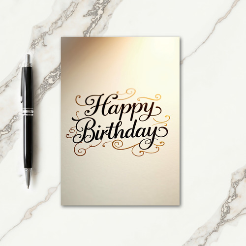 Elegant Gold Script Birthday Card