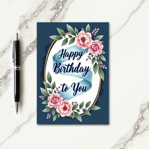 Elegant Golden Oval Birthday Card