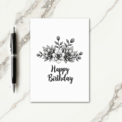 Elegant Grayscale Birthday Card