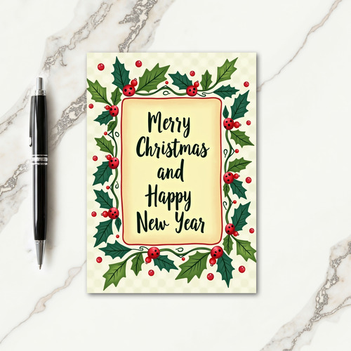 Elegant Holly Garland Christmas Card