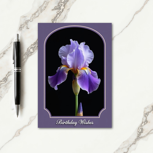 Elegant Iris Birthday Card