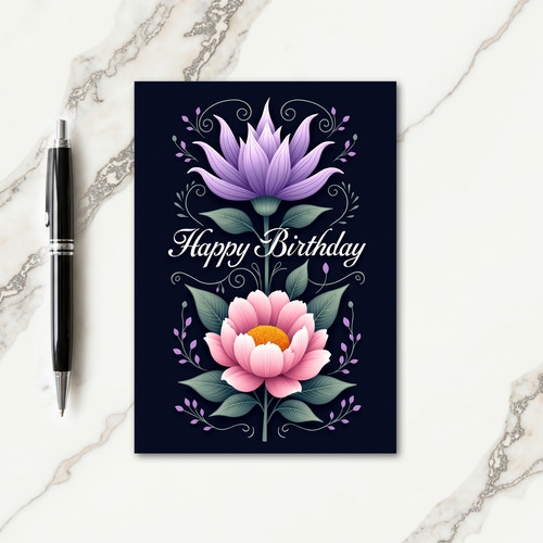 Elegant Lavender Pink Birthday Card
