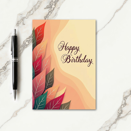 Elegant Leafy Birthday Card