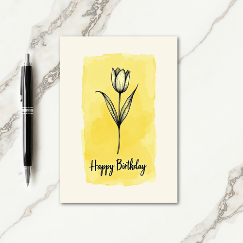 Elegant Line Art Birthday Card