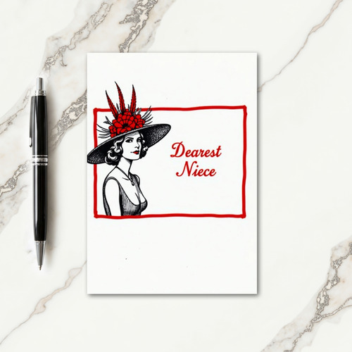 Elegant Mothers Day Feathered Hat Card